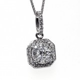 0.64 Cts. 14K White Gold Diamond Miracle Pendant With Halo